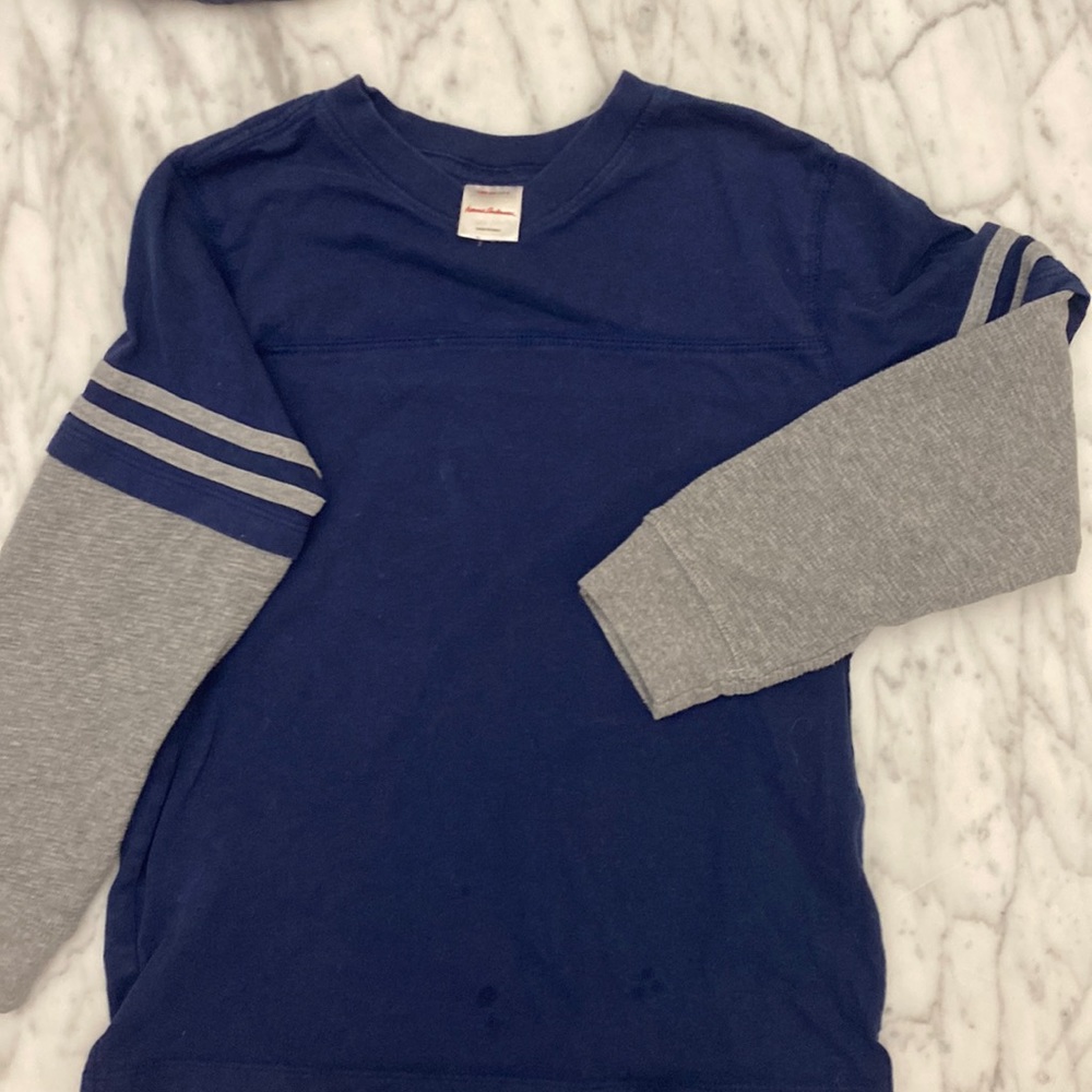 Hanna Andersson Navy blue cotton and grey thermal long sleeve. Size 8 (130)